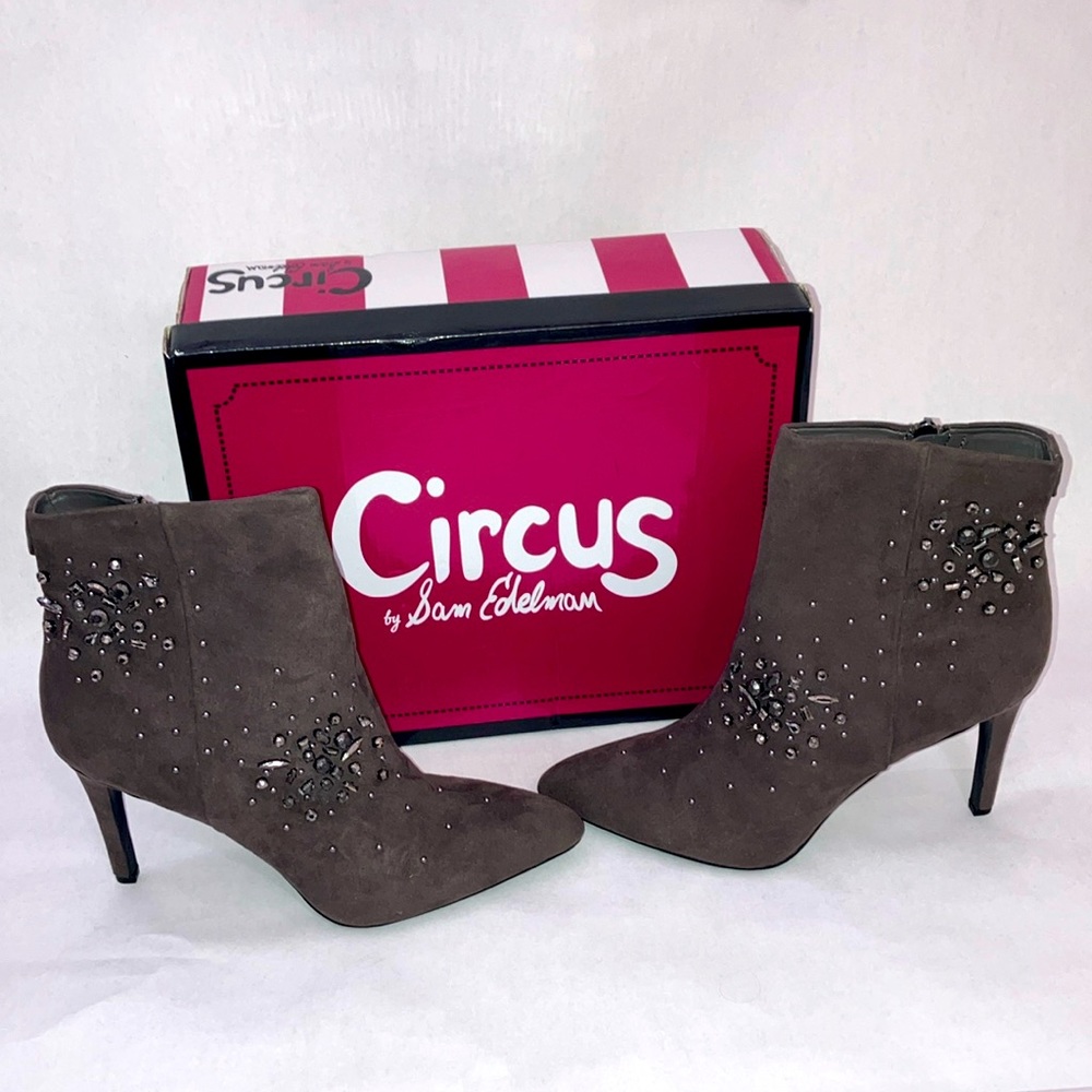 Steel Grey Beaded Octavia Woman’s Ankle Boots Circus by Sam Edelman